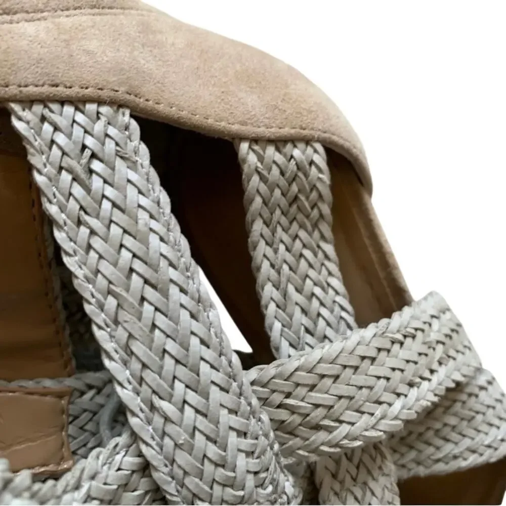 Banana Republic Tan Rattan Lace Up High Heel Sandals